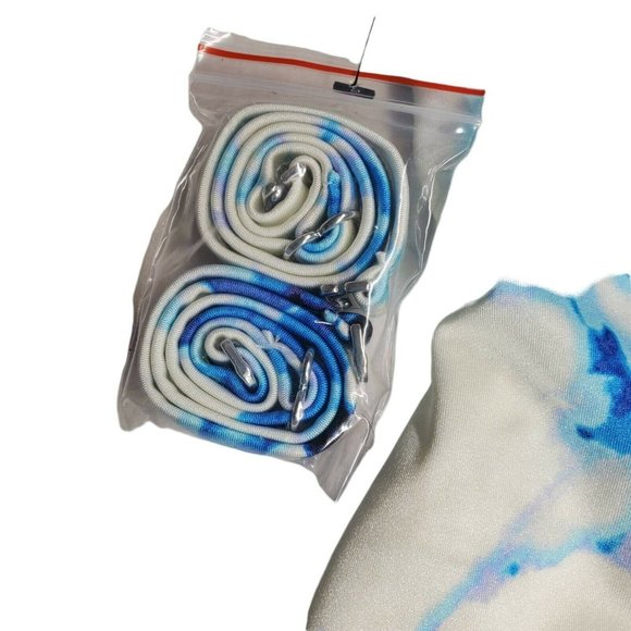 Tankini Top Blue White Tie Dye Stretch Detachable Strap XS New - Picture 3 of 5
